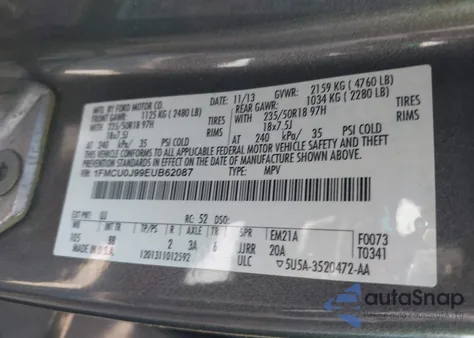 2014 Ford Escape Titanium z USA, uszkodzony, nr VIN 1FMCU0J99EUB62087